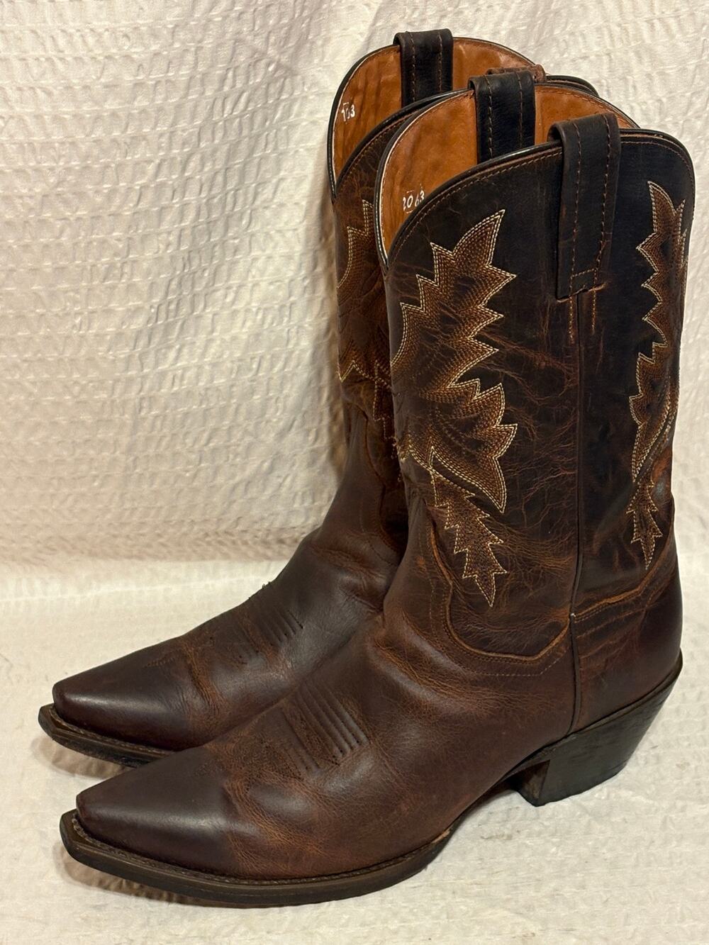 VTG Dan Post Bay Apache Women’s 8.5 Leather Embroidered Snip Toe Boots PLZ READ
